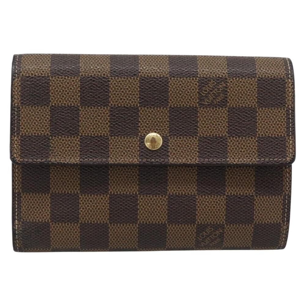 Louis Vuitton Damier Ebene Porte Tresor Etui Papie Wallet Brown